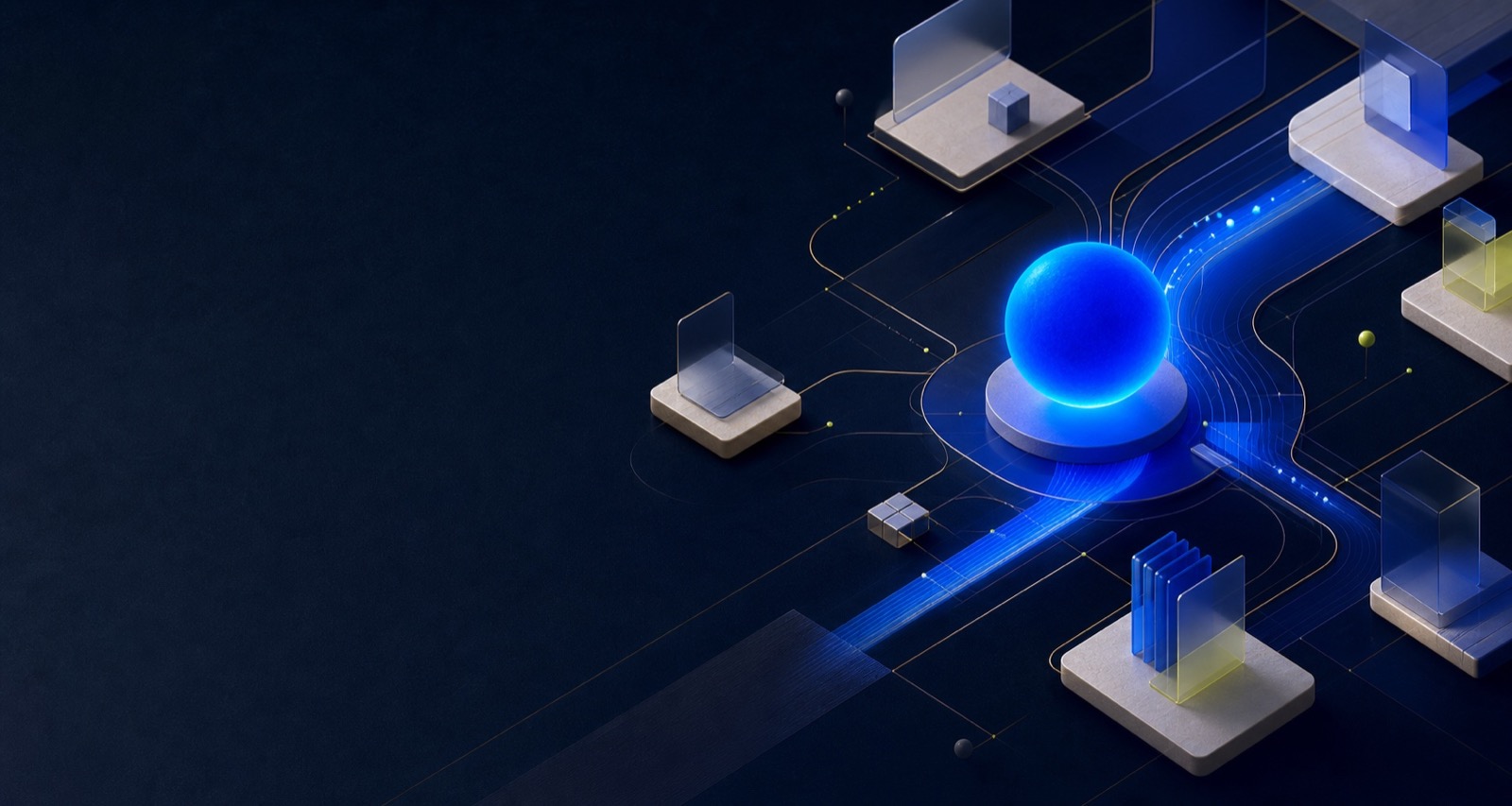 Abstract cobalt system connecting modular digital products